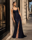 Celeste Navy Sequin Corset Mermaid Gown